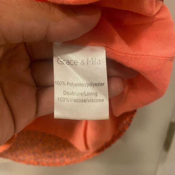 Grace and Mila Paris Orange Floral Shift Summer Dress Size Medium - Picture 5 of 8